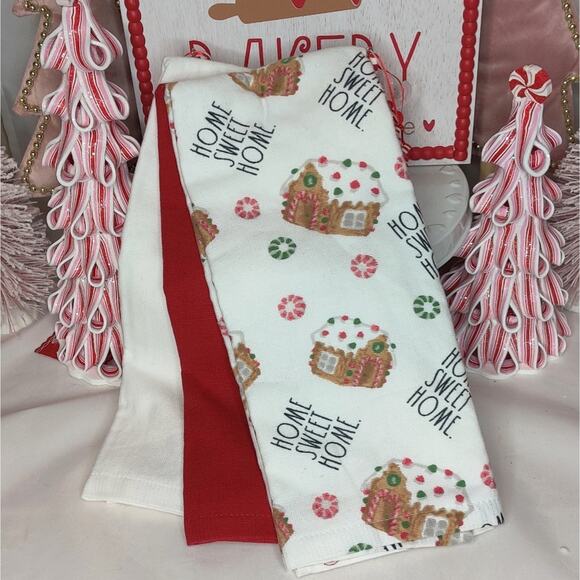 Rae Dunn Gingerbread House Home Sweet Home Kitchen Hand Towels Set - Picture 5 of 8